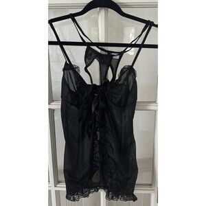Black Lace Babydoll Lingerie Set Womens Small  NWOT